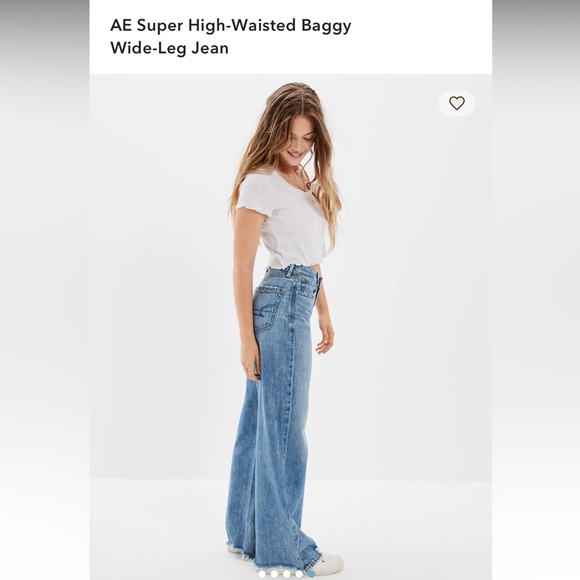 American Eagle Outfitters High-Waisted baggy leg jean medium wash - Picture 3 of 9